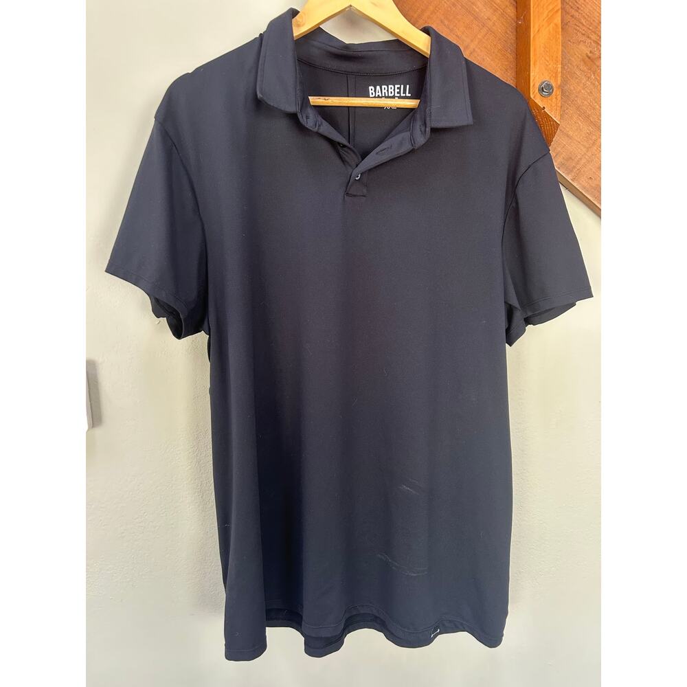 Barbell Apparel Havok Polo Black Athletic Fit Performance Stretch golf fitness